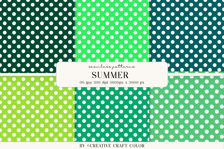 Summer Polka Dots Seamless Patterns, Digital Paper