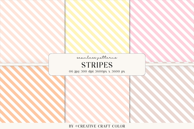 Pastel Diagonal Stripes Seamless Patterns, Digital Paper