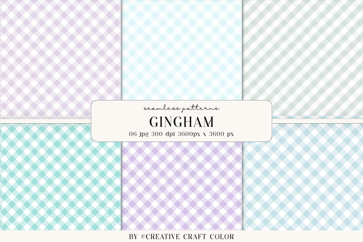 Pastel Plaid Gingham Seamless Patterns, Digital Papers