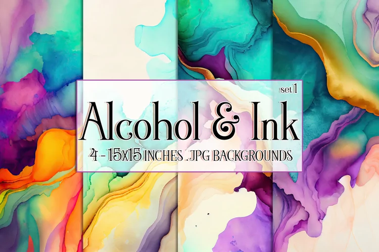 Vivid Watercolor Backgrounds, 15x15 Alcohol and Ink Papers
