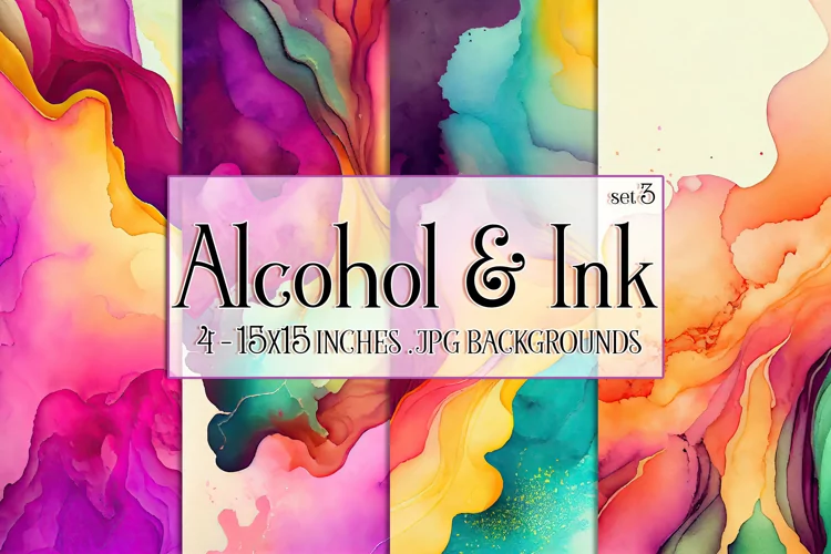 Vivid Watercolor Backgrounds, 15x15 Alcohol and Ink Papers