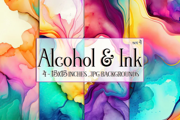 Vivid Watercolor Backgrounds, 15x15 Alcohol and Ink Papers