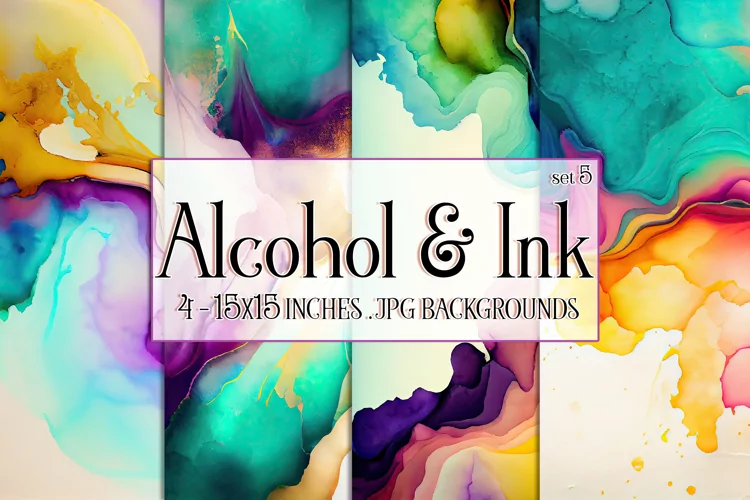 Vivid Watercolor Backgrounds, 15x15 Alcohol and Ink Papers