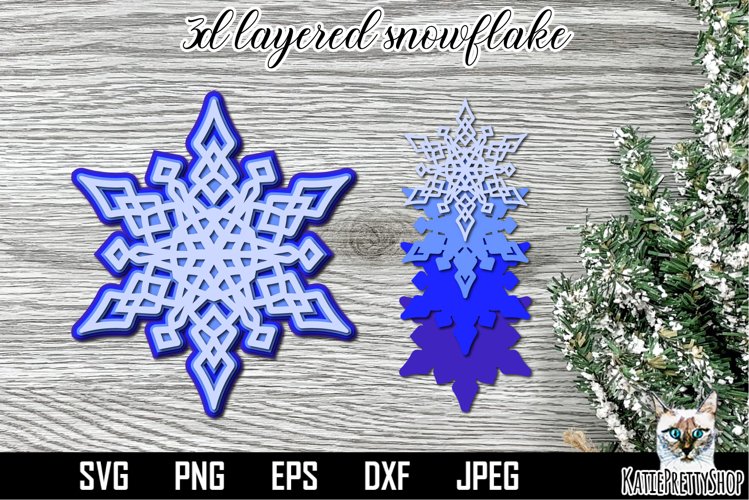 Simple Snowflake paper cut. 3d layered snowflake cut file.