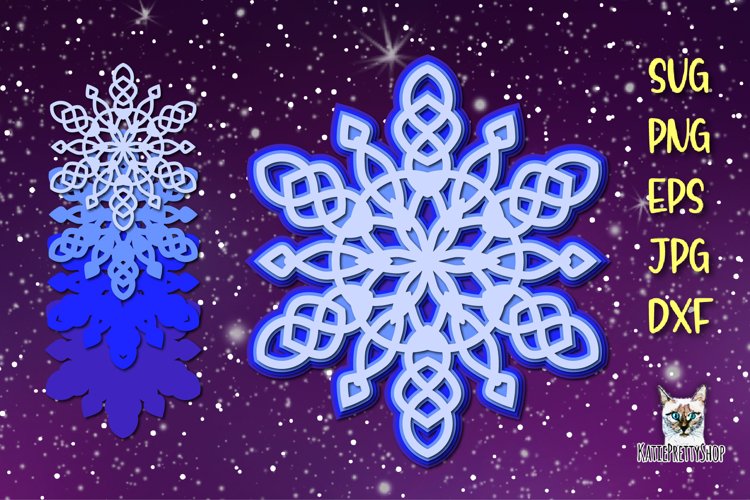 Multilayered snowflake svg. Premium svg cut file.