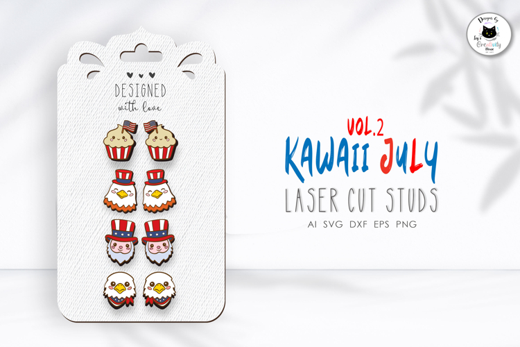 Patriotic Stud Earrings Laser Cut | Kawaii Earrings SVG