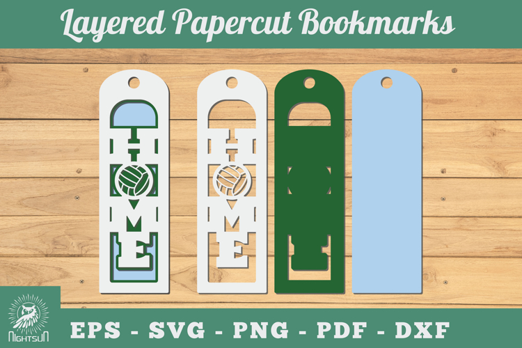 Volley Ball Home 3D Papercut Bookmarks SVG