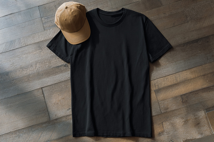 Black T-shirt Mockup Flat Lay