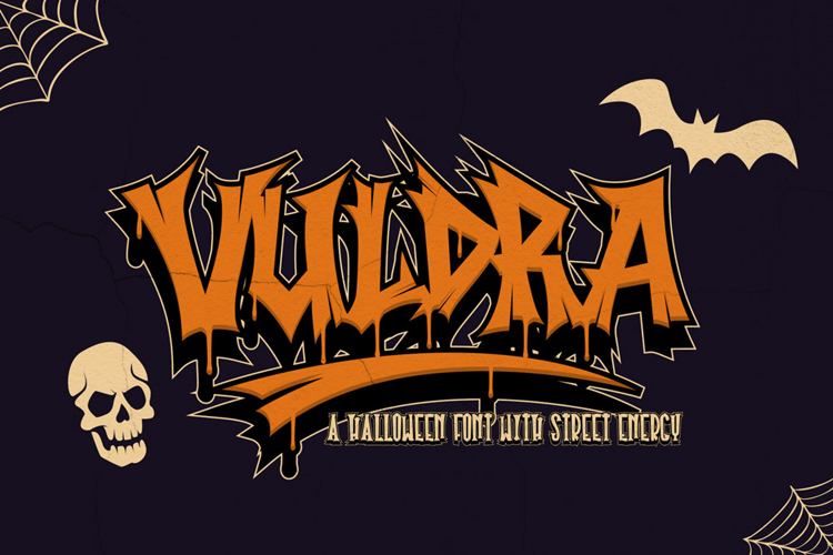 Vuldra | Graffiti Halloween Font | Horror and Spooky | Wood