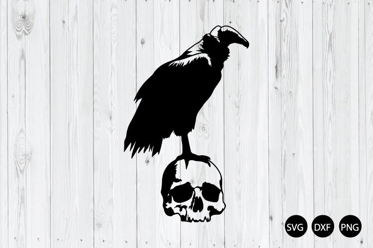 Vulture Skull SVG, Gothic Scavenger Bird SVG example image 1