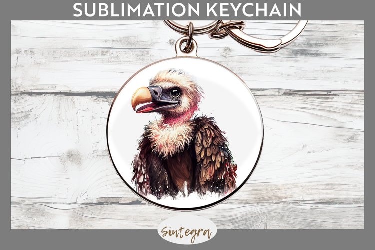 Vulture Bird v3 Round Keychain Sublimation example image 1