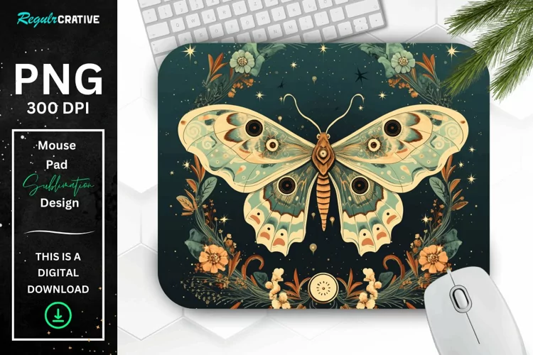 Vintage Moon Moth Mouse pad