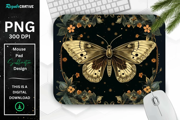 Vintage Night Moth Mouse Pad