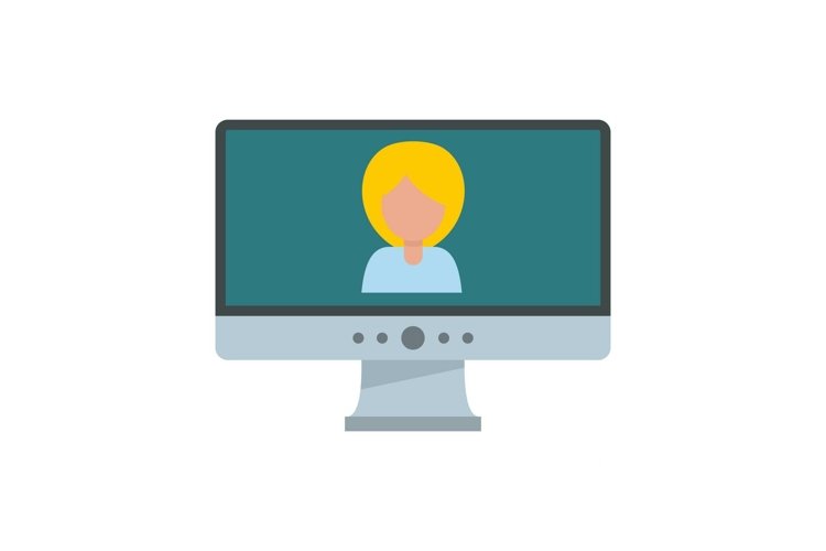 Video conference icon, flat style example image 1