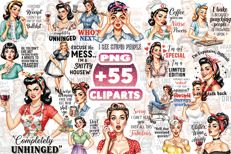 Funny Vintage Sarcastic Retro Housewife Sublimation PNG