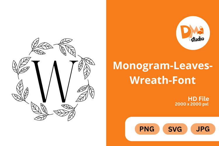 Monogram Leaves Wreath Font