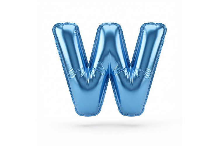 Blue Metallic Letter W Foil Balloon Party Decoration example image 1