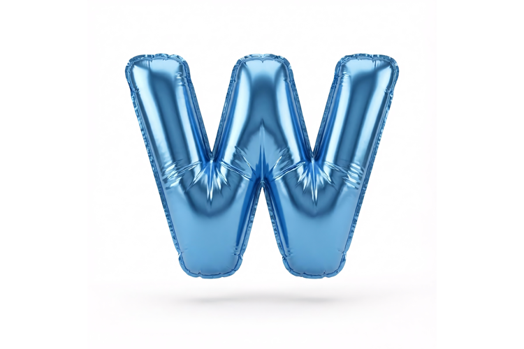 Blue Metallic Letter W Foil Balloon Party Decoration