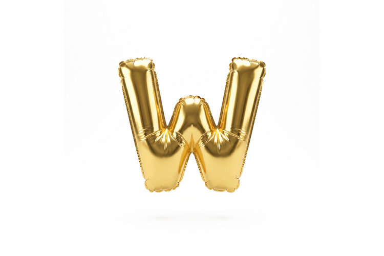 Golden Metallic Letter W Foil Balloon Party Decoration example image 1