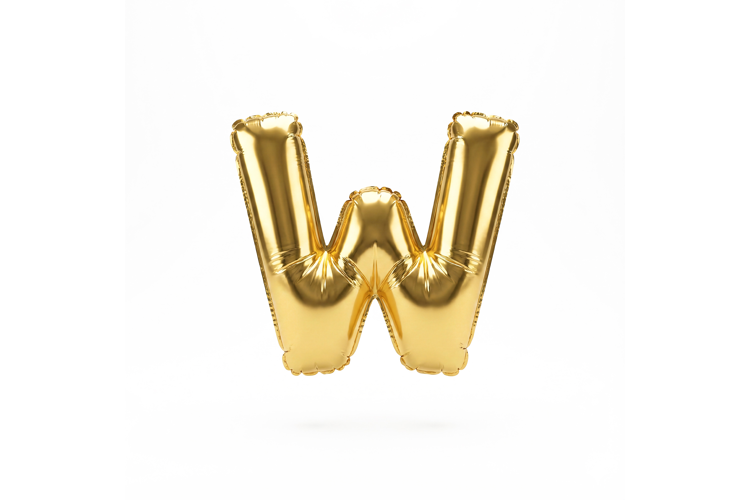 Golden Metallic Letter W Foil Balloon Party Decoration