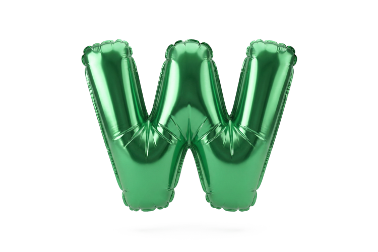 Green Metallic Letter W Foil Balloon Party Decoration