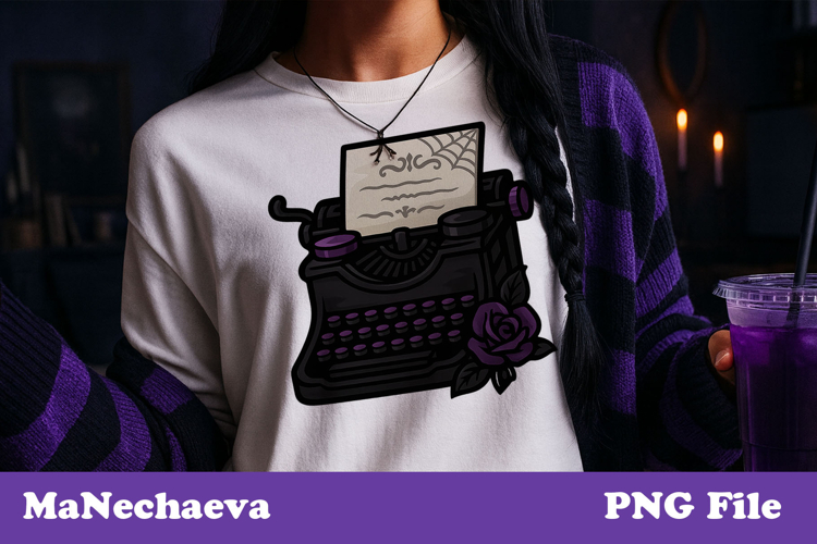 Gothic Typewriter with Paper Clipart | Halloween PNG Design
