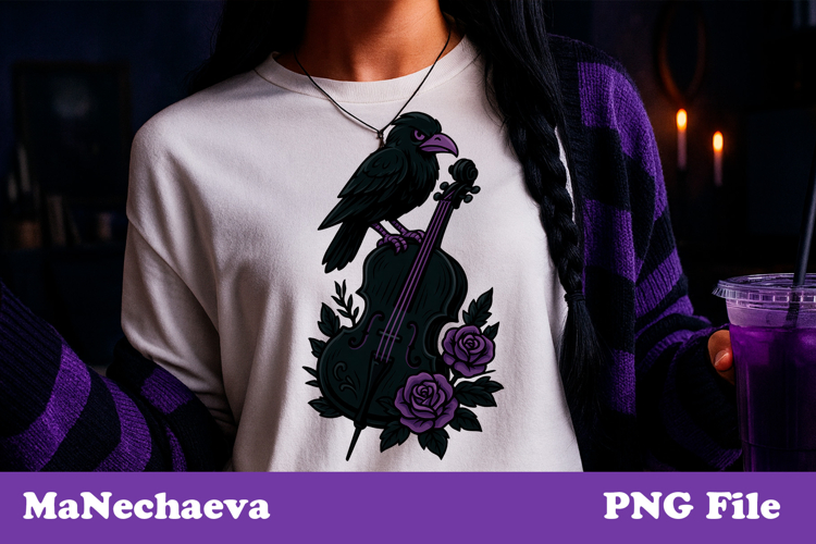 Funny Retro Halloween Raven Clipart | Gothic Sublimation