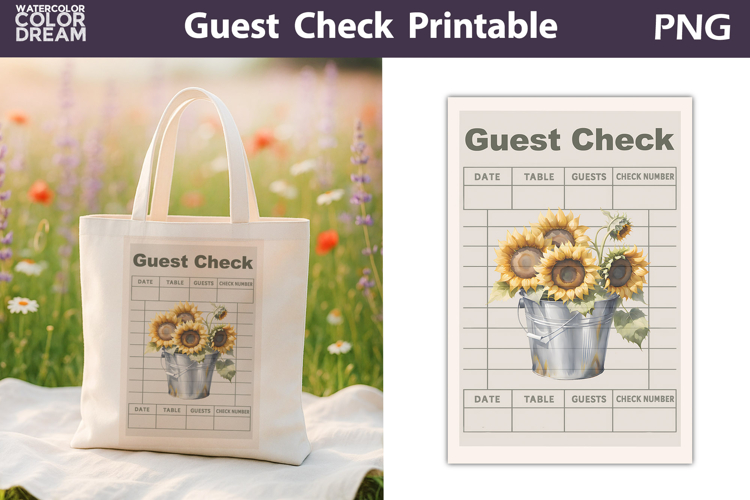 Sunflowers Guest Check | Junk Journal Printable