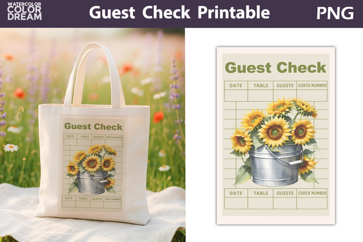 Sunflowers Guest Check | Junk Journal Printable