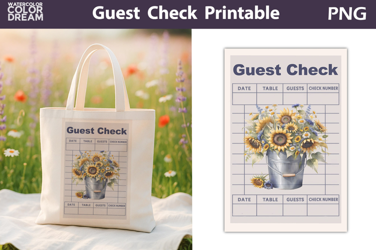 Sunflowers Guest Check | Junk Journal Printable