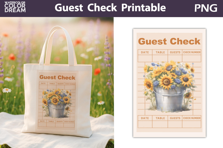 Sunflowers Guest Check | Junk Journal Printable