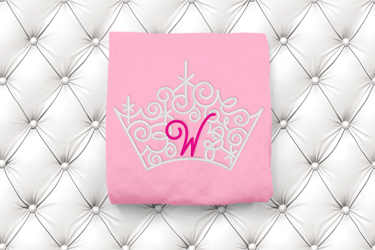 Ornate Magical Tiara with Letter W Embroidery File