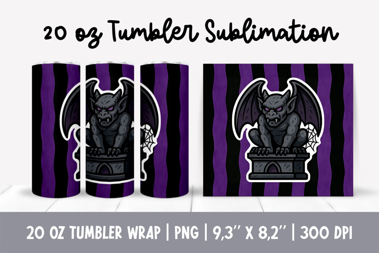 Gargoyle Tumbler Wrap | Gothic Halloween Sublimation