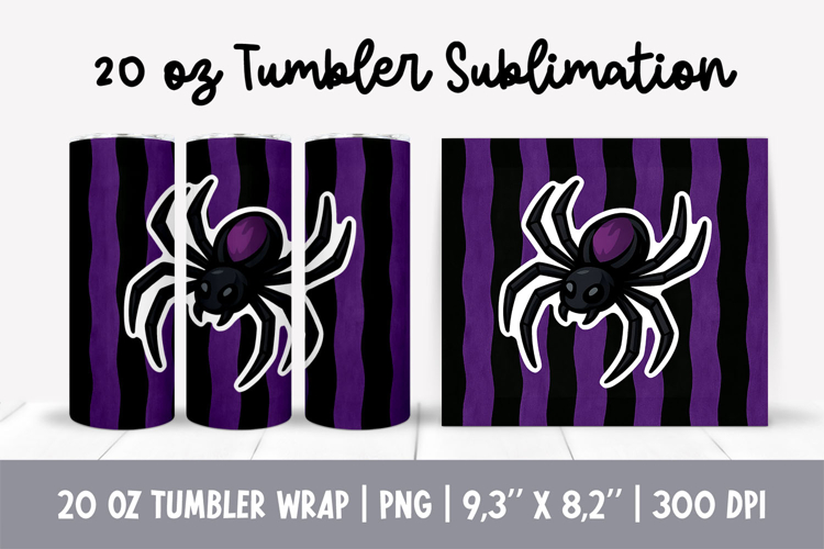 Purple Black Spider Tumbler Sublimation Halloween 20 oz Wrap