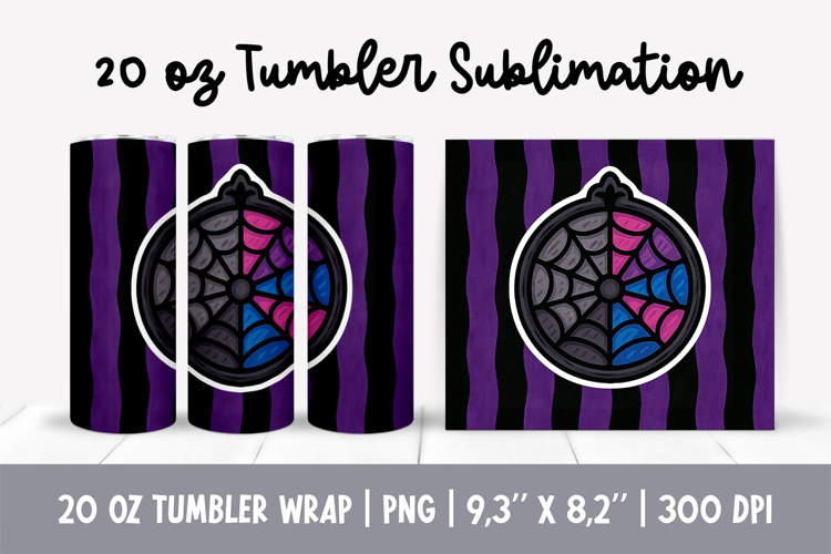 Stained Glass Spiderweb Tumbler Sublimation Gothic Halloween