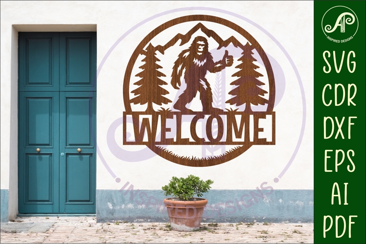 Welcome Bigfoot wall sign svg laser cut file