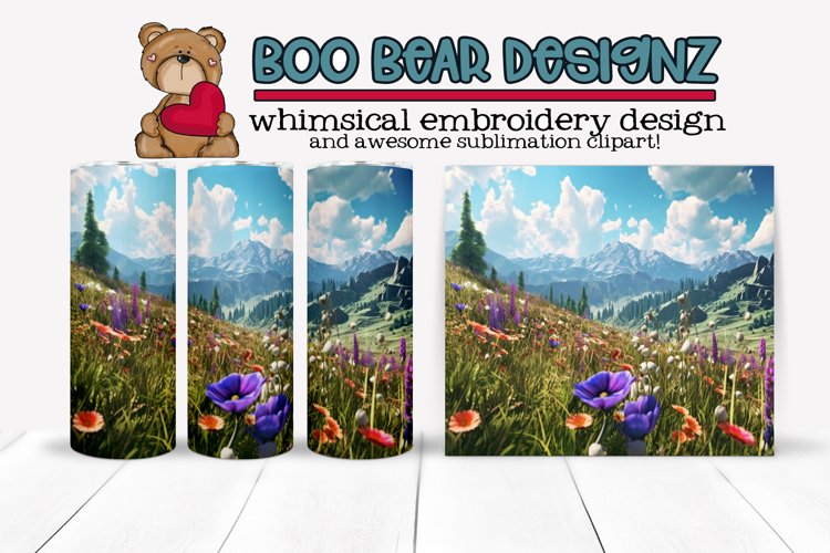Mountain View Wildflowers Sublimation tumbler design example image 1