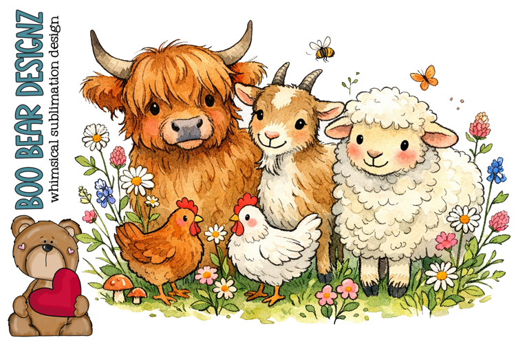 Whimsical Little Farm Animals Clipart