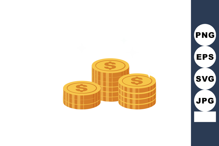 Stacks of Gold Coins with Dollar Signs in Simple Vector Illu