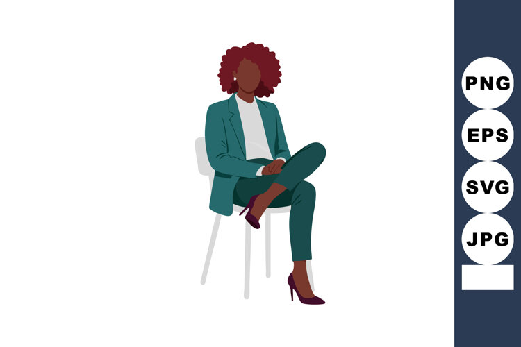 Professional African American Businesswoman Sitting Crossed example image 1