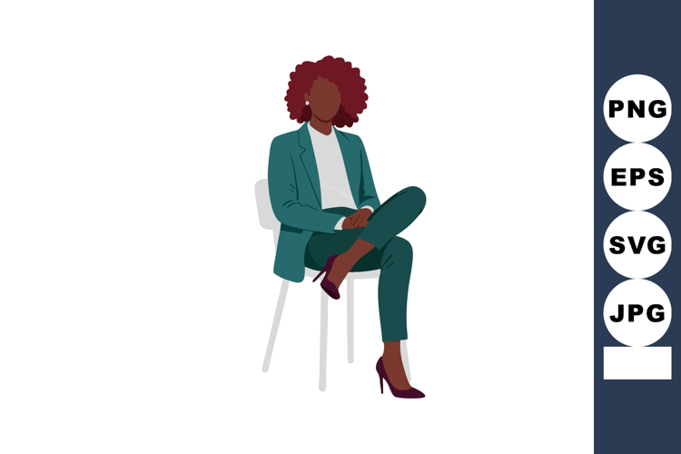 Professional African American Businesswoman Sitting Crossed