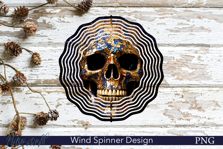 Halloween Wind Spinner | Sparkling Design | Skull