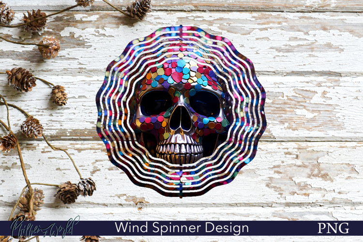 Halloween Wind Spinner | Sparkling Design | Skull PNG