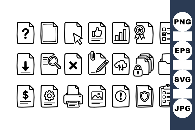 Hand Drawn File Icons Bundle For Digital Projects