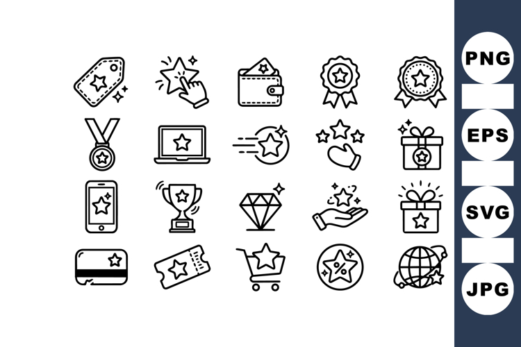 Minimalistic Star Icon Line Art Vector Set