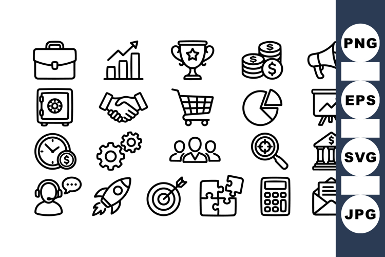 Business Outline Icon Set for Corporate Branding