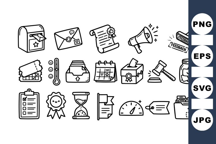 Hand Drawn Office Icon Set For Business Use