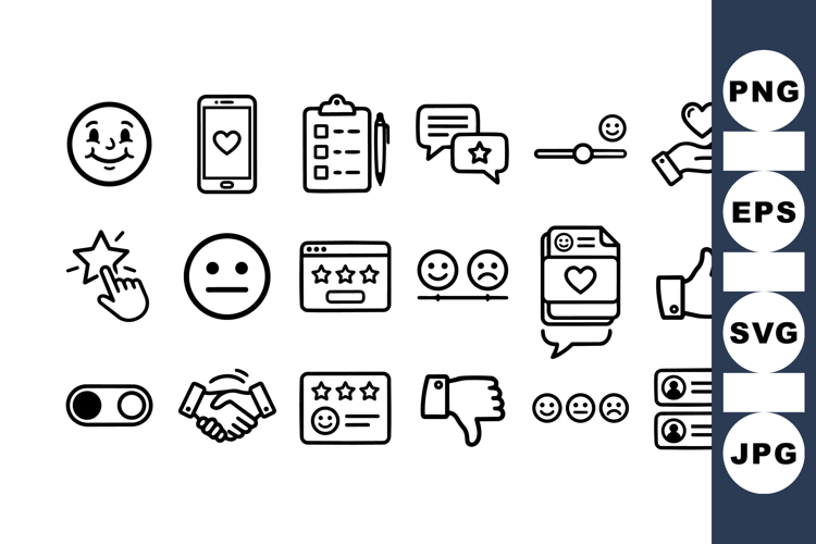 Hand Drawn Feedback Icons Bundle for UI Designs