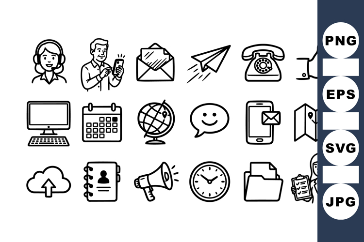 Office Communication Icons Vector Clipart Bundle