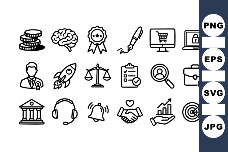 Line Art Business Icon Set for Corporate Design
